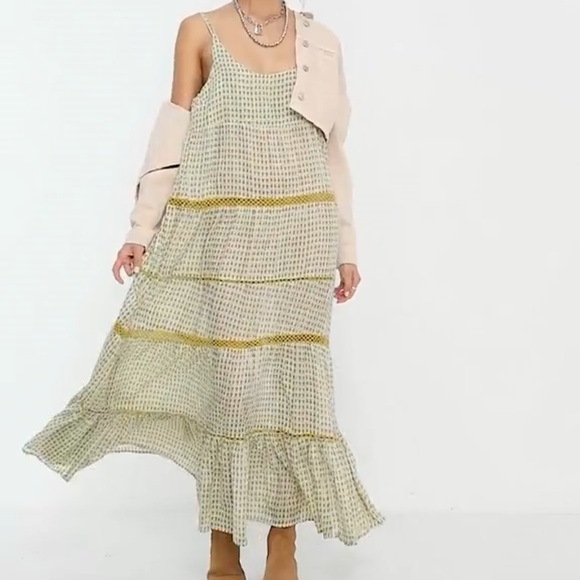 Free People Midnight Dance Print Maxi Dress Light Grey Combo - Picture 3 of 16